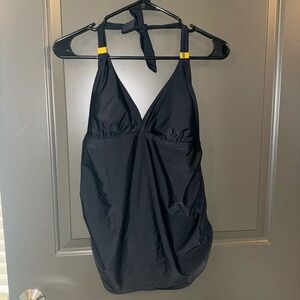 Liz Lange Maternity Black Swim Tank with gold accents (top only) Size Medium M